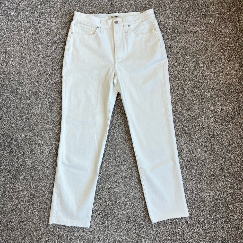 Madewell High‎ Rise The Girljean Tile White Raw Hem NWT, Size 27